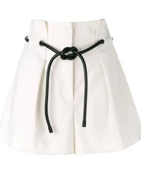Philip Lim High Waist Origami Pleated White Shorts 4